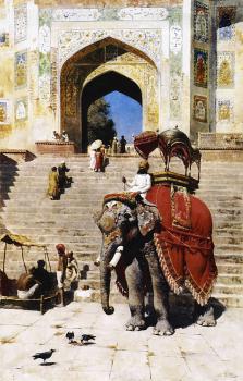 Edwin Lord Weeks : Royal Elephant at the Gateway to the Jami Masjid Mathura
